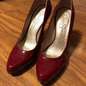 Jessica Simpson Red Patent Leopard Heel Pumps 6.5